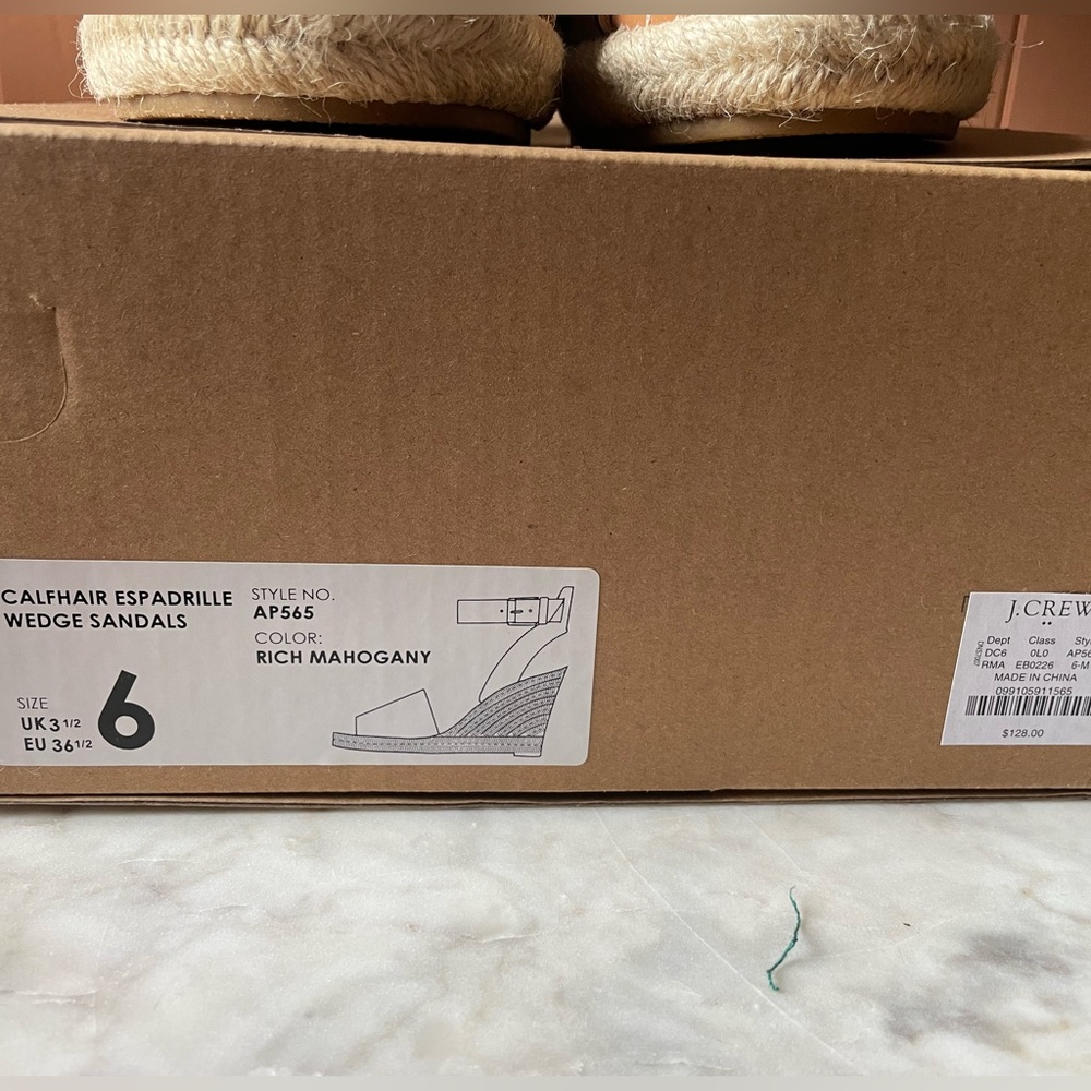 NWT Brand New with tags J Crew Factory Calfhair espadrille wedge sandals - Picture 9 of 11